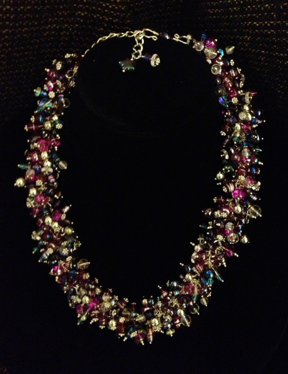 Purple fringe necklace