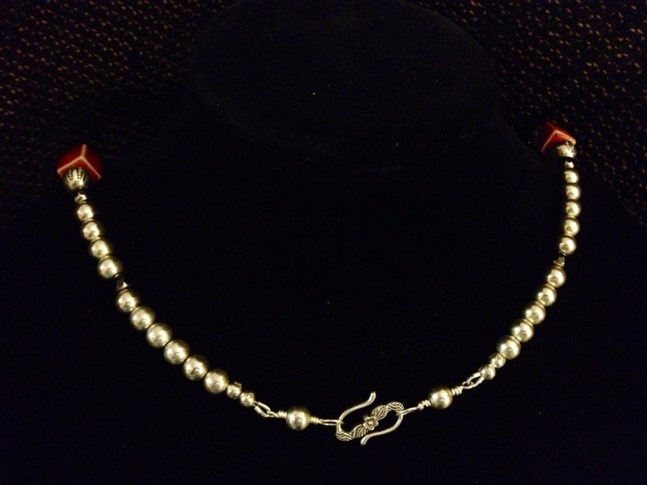 S-clasp on the 32" Red porcelain necklace